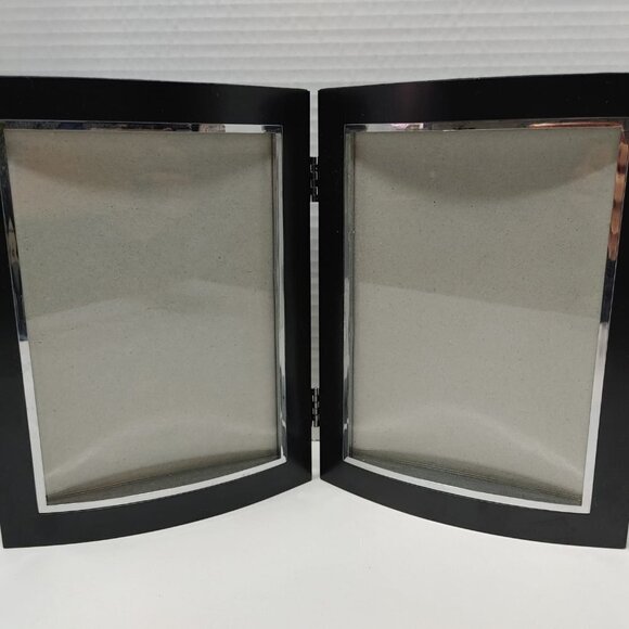 Burnes of boston photo picture frame Black Silver tone 6.5" x 4.5" Doble Frame - Picture 3 of 8